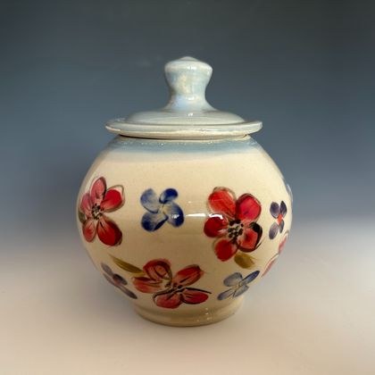 Hand painted lidded Jar